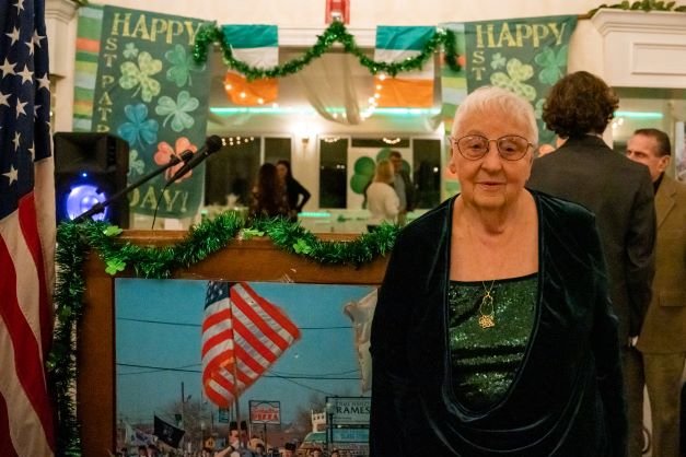 At a packed night at the Mansion in West Sayville, community leaders, elected officials, and family members came together to honor Constance “Connie” Haab as the 2023 grand marshal for the Bayport Blue Point Chamber of Commerce’s 33rd St. Patrick’s parade.